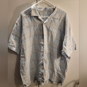 Tommy Bahama Mens XL Blue Linen Button Down